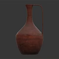 Rustic Red Terracotta Pitcher With Long Handle And Textured Surface On Dark Background 3d model