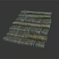 Rustic Natural Stone Bricks Stacked With Mossy Texture And Irregular Shapes