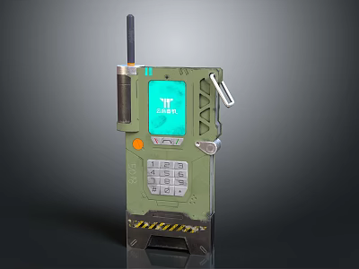 Green Doorbell With Antenna Digital Screen Keypad And Modern Industrial Design 3d model
