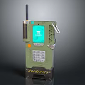 Green Doorbell With Antenna Digital Screen Keypad And Modern Industrial Design