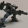 Futuristic Mech Robot Game Movie Character With Heavy Machine Gun And Detailed Armor