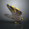 Gray And Yellow Protective Glove Design With Yellow Finger Joint Accents For Work Or Sports