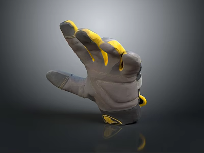 Gray And Yellow Protective Glove Design With Yellow Finger Joint Accents For Work Or Sports 3d model