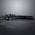 Futuristic Sci Fi Weapon Design With Metallic Sniper Rifle And Glowing Accents