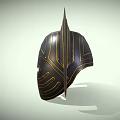 Black And Gold Fantasy Helmet Design With Winged Sides And Decorative Patterns
