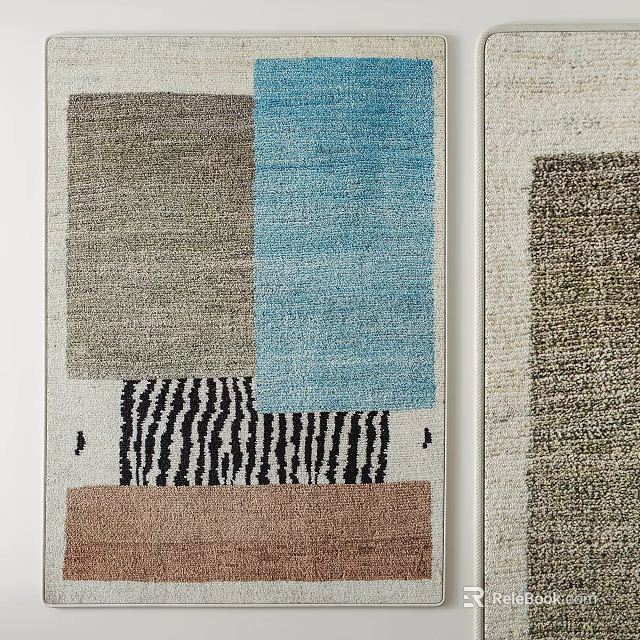 Square Rugs With Various Colors And Geometric Patterns For Home Decor 3d model