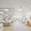 Modern Hospital Ward Interior With Medical Beds Equipment White Ceiling And Large Windows