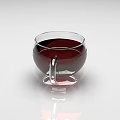Transparent Glass Cup With Dark Red Liquid On White Background With Reflection