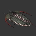 3D Rendered Trilobite With Green Red Body Long Antennae And Exoskeleton