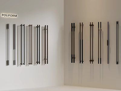 POLIFORM Various Modern Door Handles With Sleek Designs On Wall 3d model