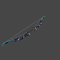 Blue Decorative Longbow With Gold Accents White String And Traditional Design