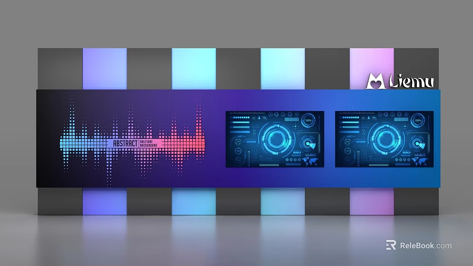 Modern Commercial Equipment With Colorful Lighting Control Panels And Digital Screens 3d model 