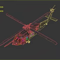 3D Rendered Military Helicopter With Large Rotors Dark Fuselage And Gray Gradient Background