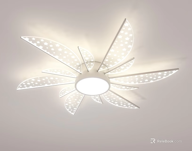 Modern White Ceiling Light With Petal Shaped Design And Dot Pattern Illumination 3d model