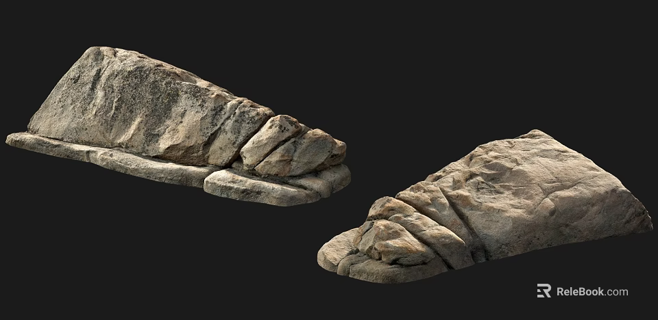 Stone And Wood Decorative Sculptures With Natural Rough Textured Surfaces 3d model 