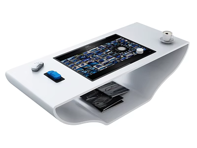 White Electronic Control Device With Blue Components White Knob And Interface Slots 3d model