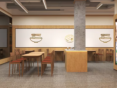 Food and beverage shop noodle shop 3d model