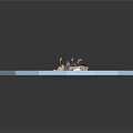 Low Poly Landscape With Trees Green Kayak Waterfall And Rocky Terrain