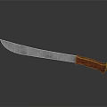 Handcrafted Weapon With Silver Gray Textured Metal Blade And Wooden Handle
