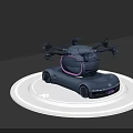 Futuristic Flying Car With Multiple Propellers And Advanced Design On Circular Platform 3d model