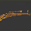 3D Rendered Orange Brown Sniper Rifle With Decorative Design And Scope Attachment