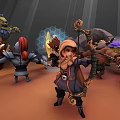 Fantasy Characters And Creatures In Adventure Party With Archer Warrior Orcs And Armored Mage