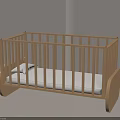 Light Wood Baby Crib With Safety Rails Simple Design And White Mattress