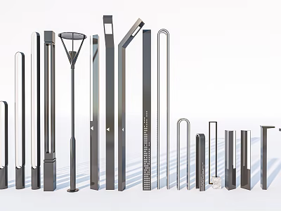 Modern Stylish Lighting Fixture Combination With Various Metal Designs And Shapes 3d model