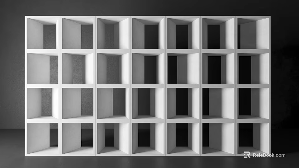 Modern Interior Partition With Geometric Cube Design In Black And White Structure 3d model 