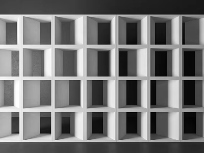 Modern Interior Partition With Geometric Cube Design In Black And White Structure 3d model