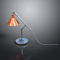 Industrial Copper Table Lamp Featuring Adjustable Metal Arm And Round Base
