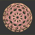 Pink Hollow Sphere With Hexagonal Lattice Design On Black Background And Reflective Surface 3d model