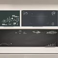 Decorative Chalkboard Wall With Multiple Panels Featuring Hand Drawn North Pole Tent Rocket And Stars 3d model