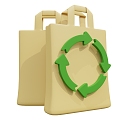 Modern Eco-friendly Paper Bag Shopping Bag Cartoon Shopping Bag 3d model