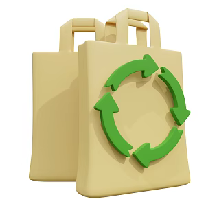 Modern Eco-friendly Paper Bag Shopping Bag Cartoon Shopping Bag 3d model