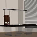 Stylish Billiard Table Interior With Transparent Legs Hanging Shelf And Window Blinds On Wooden Floor