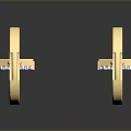 Fashionable Elegant Golden Hexagon Shape Earrings Adorned With Sparkling Diamonds Modern Design