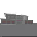 Modern Fire Station Building With Red Garage Doors And Front Facade Design
