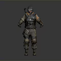 3D Rendered Tactical Military Figure With Helmet And Orange Accented Gear