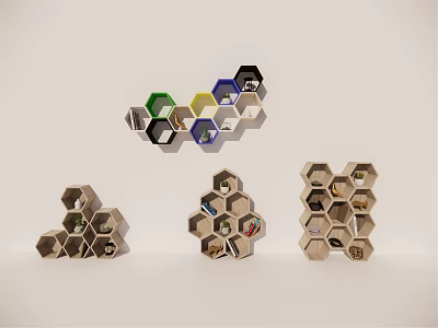 Modern Bookshelf Hexagonal Bookshelf 3d model