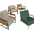 Collection of Modern Accent Chairs with Wooden Arms Metal Frames and Upholstery Colors