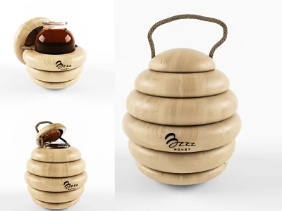 Ceramic Ware With Layered Design Wooden Appearance And Handle For Decorative Storage 3d model