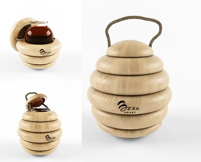 Ceramic Ware With Layered Design Wooden Appearance And Handle For Decorative Storage 3d model