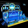 Modern Stage Design Featuring Blue Lighting Unbounded Future Theme And Circular Logo 3d model