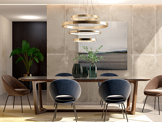 Modern Dining Table and Chair Combination Dining Table and Chair 3d model