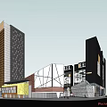 Modern Office Building With Glass Facade Geometric Design And Brown Black White Exteriors