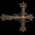 Intricate Carved Metallic Cross Jewelry With Ornate Details And Vintage Design