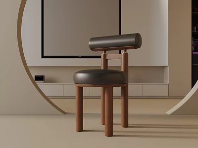 Modern Table Lamp With Curved Design In Contemporary Living Room With Leather Chair 3d model
