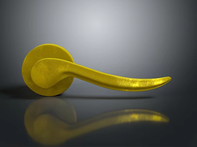 Golden Metallic Door Handle With Shiny Reflective Surface And Sleek Design 3d model