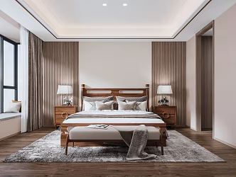 New Chinese-style master bedroom 3d model